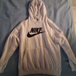 Nwot Large Oversized Nike Men's Cream Hoodie with Black Logo